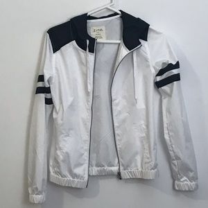 White windbreaker rain jacket